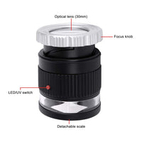 ILJL-375 Scale Loupe Magnifier 10x Magnification LED and UV Illumination Magnifying Glass for Jeweler, Gemstone, Coins and Stamp Collector, Watch Repair - Instrulife