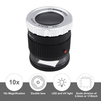 ILJL-375 Scale Loupe Magnifier 10x Magnification LED and UV Illumination Magnifying Glass for Jeweler, Gemstone, Coins and Stamp Collector, Watch Repair - Instrulife