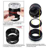 ILJL-375 Scale Loupe Magnifier 10x Magnification LED and UV Illumination Magnifying Glass for Jeweler, Gemstone, Coins and Stamp Collector, Watch Repair - Instrulife
