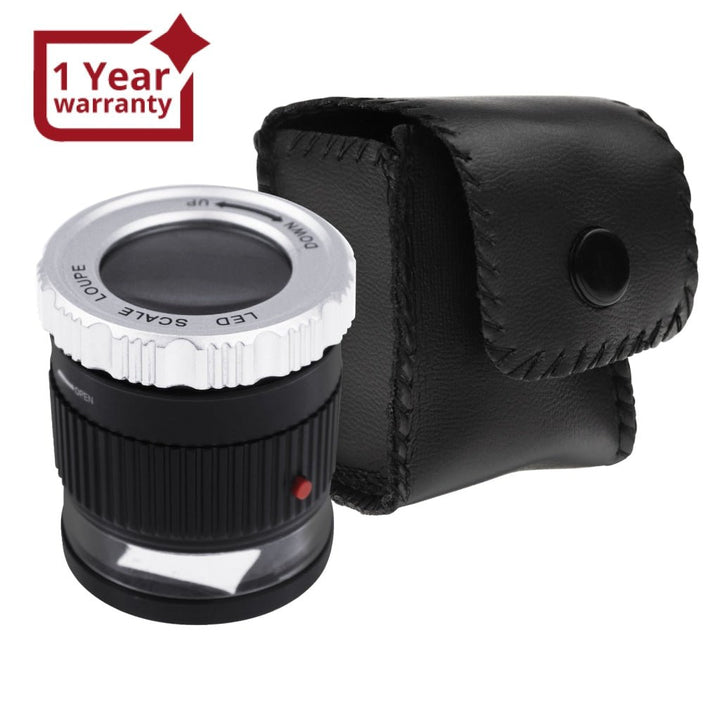 ILJL-375 Scale Loupe Magnifier 10x Magnification LED and UV Illumination Magnifying Glass for Jeweler, Gemstone, Coins and Stamp Collector, Watch Repair - Instrulife