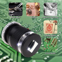 ILJL-375 Scale Loupe Magnifier 10x Magnification LED and UV Illumination Magnifying Glass for Jeweler, Gemstone, Coins and Stamp Collector, Watch Repair - Instrulife