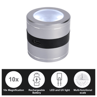ILJL-386 Rechargeable 10X Full Metal Jeweler Optical Magnifying Glass 5 LED 5 UV Light Scale Loupe USB Charging Lens Jewelry Gemstone Magnifier Tool - Instrulife