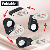 ILJL-450 Jeweler Magnifier Loupe (10X / 20X / 30X / 40X) with 6 UV and LED Light 22mm Optical Triplet Lens, USB Rechargeable Mini Gem Tool - Instrulife