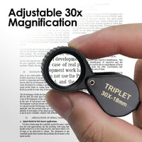 ILJL-451 Magnifier Mini Jeweler Loupe (10X / 20X / 30X) 18mm High-Quality Optical Triplet Lens Battery Free Inspection Ideal for Jewelers, Gemologists, Collectors and Repairs - Instrulife