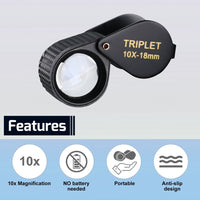 ILJL-451 Magnifier Mini Jeweler Loupe (10X / 20X / 30X) 18mm High-Quality Optical Triplet Lens Battery Free Inspection Ideal for Jewelers, Gemologists, Collectors and Repairs - Instrulife