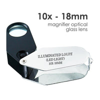 ILJL-782 10X Jeweler Loupe Magnifier + LED light, 18mm lens - Instrulife