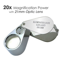 ILJL-783XX Mini 20x Magnifying Optical Glass LED Light Jeweler Loupe - Instrulife