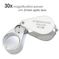 ILJL-785XX Portable 30x Magnifying Optical Glass LED Light Jeweler Loupe - Instrulife