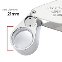 ILJL-785XX Portable 30x Magnifying Optical Glass LED Light Jeweler Loupe - Instrulife