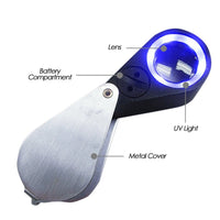 ILJL-18 Mini 10X Jeweler Loupe Magnifier + LED & UV light, 21mm lens - Instrulife