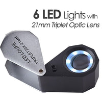ILJL-783 20X Magnification 21mm l Lens Jeweler Loupe Magnifier + 6 LED light - Instrulife