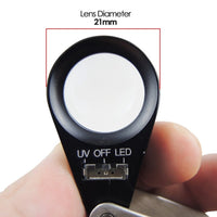 ILJL-119 Mini Jeweler Loupe 20X Magnifier + LED & UV light 21mm lens - Instrulife