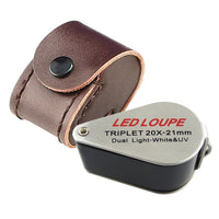 ILJL-119 Mini Jeweler Loupe 20X Magnifier + LED & UV light 21mm lens - Instrulife