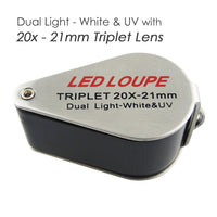 ILJL-119 Mini Jeweler Loupe 20X Magnifier + LED & UV light 21mm lens - Instrulife