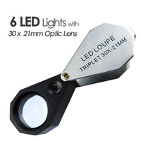 ILJL-785 30X Jeweler Loupe Magnifier + 6 LED light , 21mm lens - Instrulife