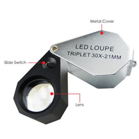 ILJL-785 30X Jeweler Loupe Magnifier + 6 LED light , 21mm lens - Instrulife