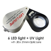 ILJL-46 Mini 30X Jeweler Loupe Magnifier + LED & UV light 21mm lens - Instrulife
