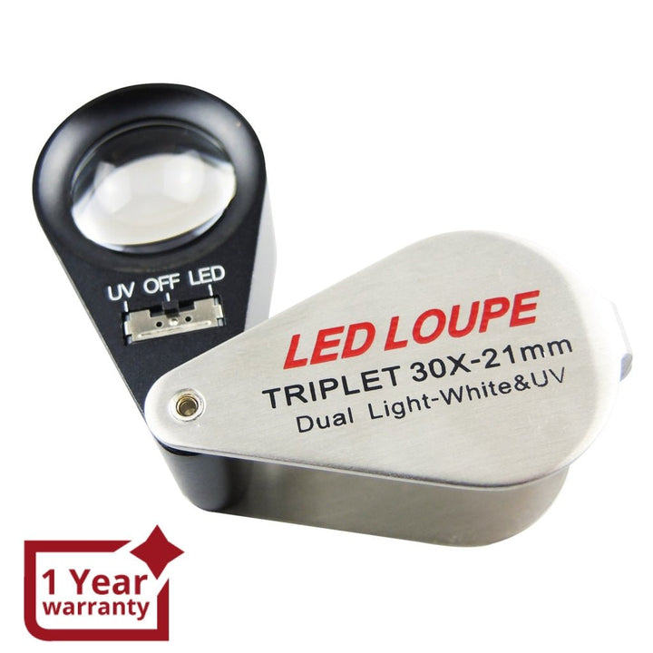ILJL-46 Mini 30X Jeweler Loupe Magnifier + LED & UV light 21mm lens - Instrulife