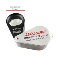 ILJL-46 Mini 30X Jeweler Loupe Magnifier + LED & UV light 21mm lens - Instrulife