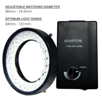 ILMI-738 48 LED Camera Microscope Ring Light (White Bulbs, 74mm max dia) - Instrulife