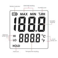 ILTH-238 Handheld Digital Humidity & Temperature Meter 0~100% RH/ -30~70°C (-22~158°F) LCD Display Backlight Moisture Thermo Hygrometer Thermometer Small Tester Gauge for Home Kitchen Indoor Outdoor - Instrulife
