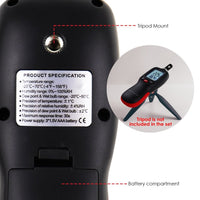 ILHT-278 Digital Humidity Temperature Meter Psychrometer Thermo-Hygrometer 999 Sets Data Storage with Dew Point and Wet Bulb Temperature Measurement Dual Display Portable Tester - Instrulife