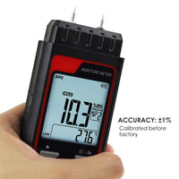 ILMM-344 Pin Type Handheld Moisture Meter Humidity Tester Detector Visual High / Medium / Low Alerts Function for Wood, Plaster, Drywall, Concrete Floors, Building Materials - Instrulife