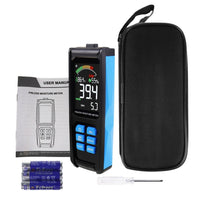 ILHU-382 Non-Destructive Digital Moisture Meter Colored LCD Screen Pinless Wood Moisture Tester for Drywall / Masonry / Softwood / Hardwood with Alarm Function - Instrulife