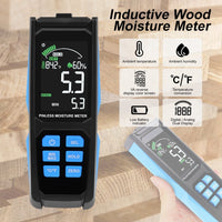 ILHU-382 Non-Destructive Digital Moisture Meter Colored LCD Screen Pinless Wood Moisture Tester for Drywall / Masonry / Softwood / Hardwood with Alarm Function - Instrulife