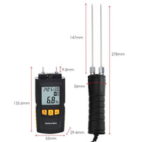 ILMM-813 Digital Wood Moisture Meter 2~70% Humidity 20~90% RH Temperature -10~60°C (14~140°F) Tester, Timber, Damp Detector Portable, Measure Water Percentage in Sheetrock, Bamboo, Paper, Soft Wood - Instrulife