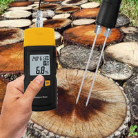 ILMM-813 Digital Wood Moisture Meter 2~70% Humidity 20~90% RH Temperature -10~60°C (14~140°F) Tester, Timber, Damp Detector Portable, Measure Water Percentage in Sheetrock, Bamboo, Paper, Soft Wood - Instrulife