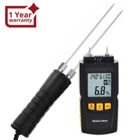 ILMM-813 Digital Wood Moisture Meter 2~70% Humidity 20~90% RH Temperature -10~60°C (14~140°F) Tester, Timber, Damp Detector Portable, Measure Water Percentage in Sheetrock, Bamboo, Paper, Soft Wood - Instrulife