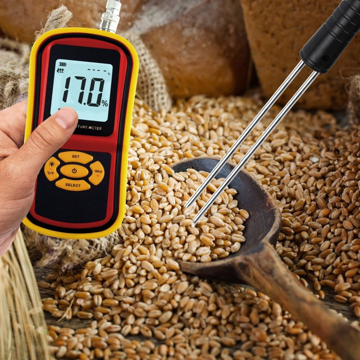 ILMM-814 Portable Digital Grain Moisture Meter, Compact High Quality Rice Corn Wheat Tester Analyzer- Range 5~30%, Temperature Humidity Measure - Instrulife
