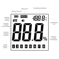 ILMM-814 Portable Digital Grain Moisture Meter, Compact High Quality Rice Corn Wheat Tester Analyzer- Range 5~30%, Temperature Humidity Measure - Instrulife