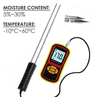 ILMM-814 Portable Digital Grain Moisture Meter, Compact High Quality Rice Corn Wheat Tester Analyzer- Range 5~30%, Temperature Humidity Measure - Instrulife