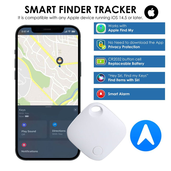 ILGP-406 Smart iTag Key Finder Find My APP, Smart Key, Bike, Luggage, Wallet, Bag Finder Anti-lost Tracker Locator, Bluetooth-compatible for IOS System Replaceable Battery - Instrulife