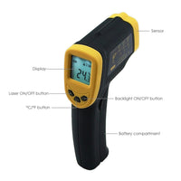 ILTH-736 Digital Industrial Infrared Thermometer, -32~400°C (-26~752°F) 12:1 Laser IR Gun Non-contact Measurement, Portable Instant Measure - Instrulife