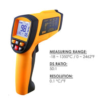 IILTH-805 Digital 50:1 IR Laser Thermometer 0.1~1 EM Pyrometer 2462 °F - Instrulife