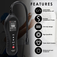 ILLD-431 Halogen Gas Leak Detector High Sensitivity for Air Conditioning Repair, Car Repair, Gas Pipelines, Industrial Plant, Home Use with 10.5-inch Gooseneck Probe Visual, Audible and Vibration Alert - Instrulife