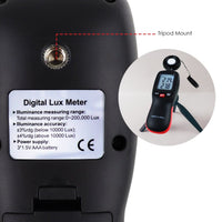 ILLX-274 Light Meter Digital Illuminance Luminometer up to 200,000 Lux Luxmeter Foot Candle/Lux Temperature Tester Handheld with Backlight and Data Storage - Instrulife
