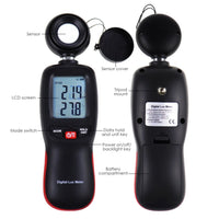 ILLX-274 Light Meter Digital Illuminance Luminometer up to 200,000 Lux Luxmeter Foot Candle/Lux Temperature Tester Handheld with Backlight and Data Storage - Instrulife