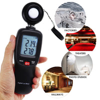 ILLX-274 Light Meter Digital Illuminance Luminometer up to 200,000 Lux Luxmeter Foot Candle/Lux Temperature Tester Handheld with Backlight and Data Storage - Instrulife