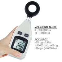 ILLX-145 Digital Light Mini Lux Meter Measurement Range 0 ~ 200,000 LUX / 0 ~ 18,500 FC, Portable Instrument, Auto Range - Instrulife