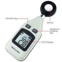 ILLX-145 Digital Light Mini Lux Meter Measurement Range 0 ~ 200,000 LUX / 0 ~ 18,500 FC, Portable Instrument, Auto Range - Instrulife