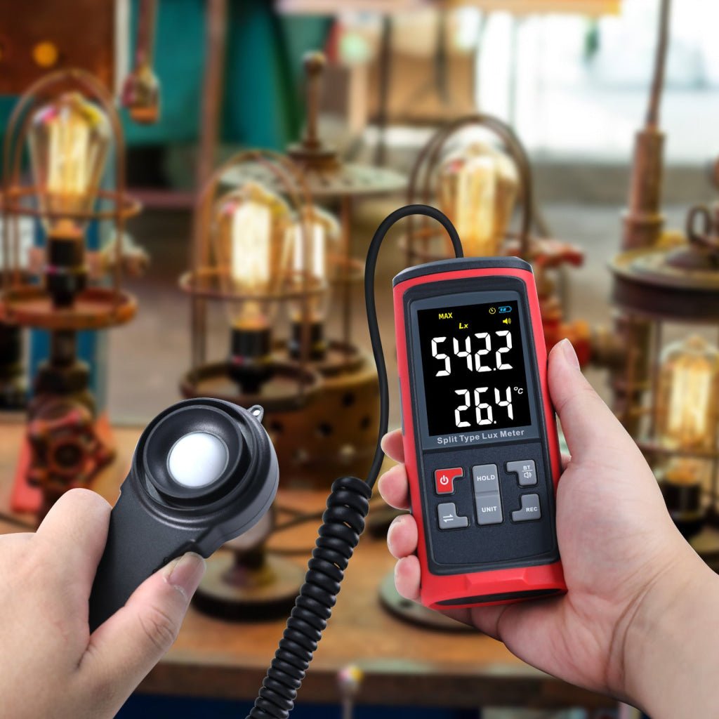 ILLX-426 Split Type Digital Light Lux Meter with Temperature Measure Colored LCD Display Illuminance Meter for Luminosity Measuring & Monitoring - Instrulife