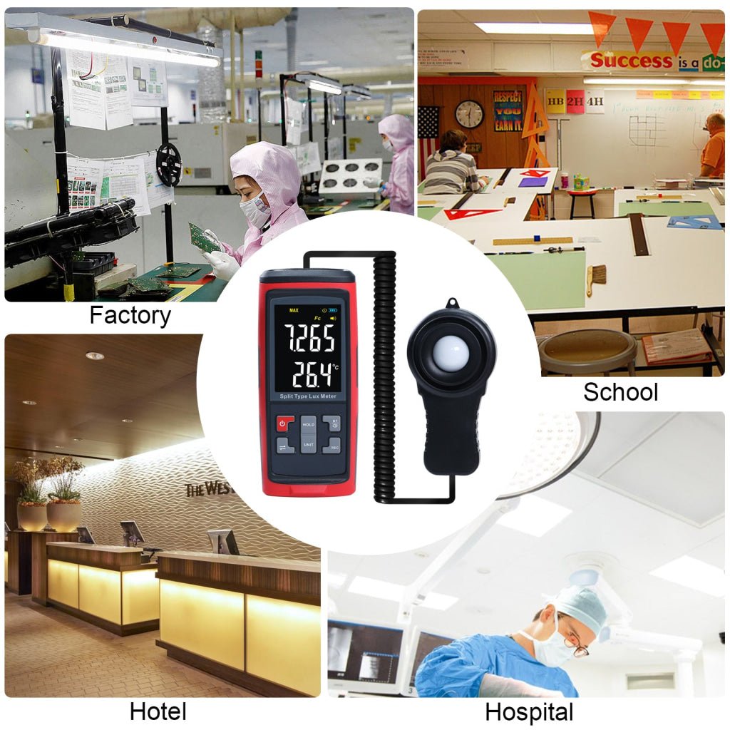 ILLX-426 Split Type Digital Light Lux Meter with Temperature Measure Colored LCD Display Illuminance Meter for Luminosity Measuring & Monitoring - Instrulife