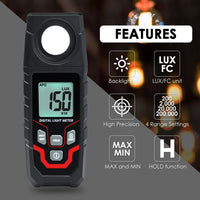 ILLX-429 Digital Light Lux Meter Illuminance Tester Photometer Luxmeter High Precision Illuminometer Lx FC Measurement for Photography, Schools, Hospitals, Workplaces and other Environmental Monitoring - Instrulife