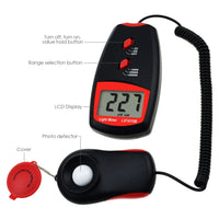 ILLX-146N Digital Light Meter Luxmeter 0~100,000 Lux w/ Selectable Range x1 x10 x100, Handheld Illuminance Tester Sensor Illuminometer Lighting Level Measurement, for Indoor Room Greenhouse Plants Home - Instrulife