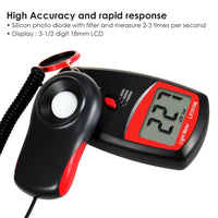 ILLX-146N Digital Light Meter Luxmeter 0~100,000 Lux w/ Selectable Range x1 x10 x100, Handheld Illuminance Tester Sensor Illuminometer Lighting Level Measurement, for Indoor Room Greenhouse Plants Home - Instrulife