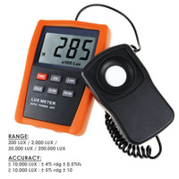 ILLX-149 Professional Digital Lux/ Light Level Meter 1~200,000 Lux Luminometer Illuminance Meter, 4 Ranges Tester with Photodiode and Filter Sensor + Data HOLD Function - Instrulife